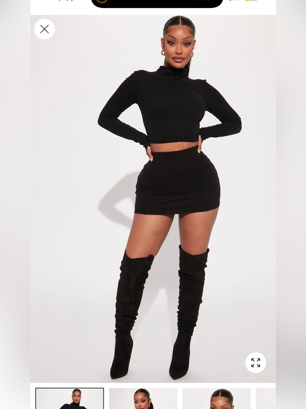 Fashion nova Just Over You Skirt Set  Black NEW size small